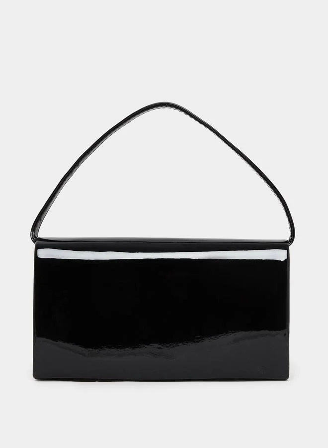 ستايلي شنطة كلاتش جلد لامع بحمالة سلسلة للنساء